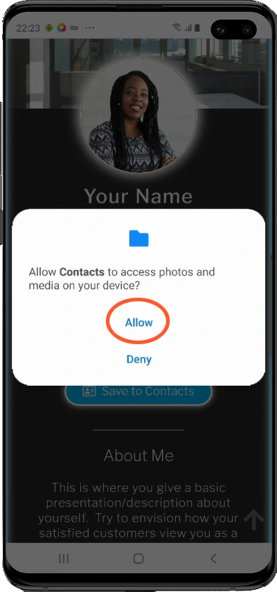 Digital Business Cards Save VCF to contacts Android 4