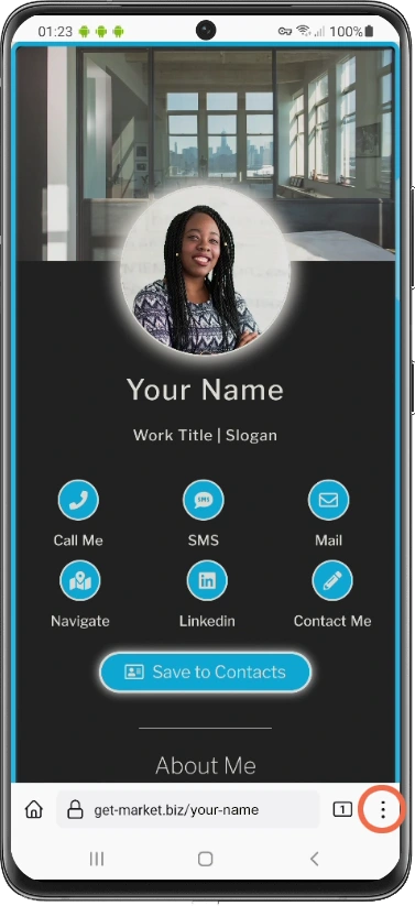 Digital Business Card guide How to save to Home Screen - Android 1