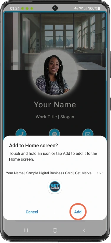 Digital Business Card guide How to save to Home Screen - Android 4