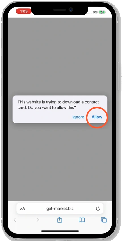 Digital Business Card Save VCF to contacts iPhone 3