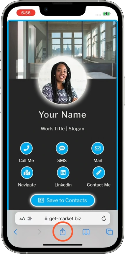 Digital Business Card guide How to save to Home Screen - iPhone 1