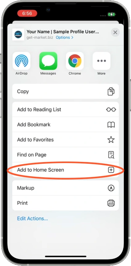 Digital Business Card guide How to save to Home Screen - iPhone 2