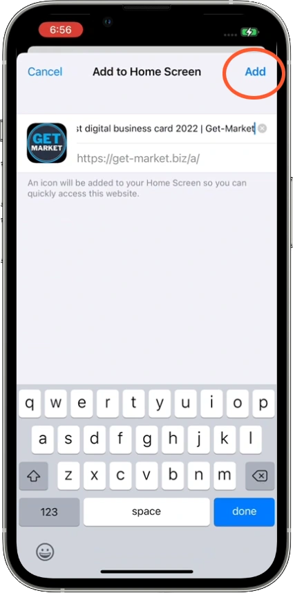 Digital Business Card guide How to save to Home Screen - iPhone 3